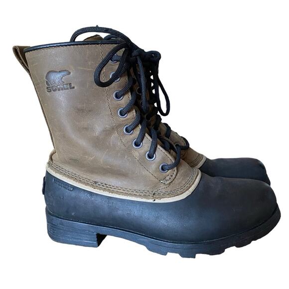 Sorel Emelie 1964 Waterproof Lace Up Boots Brown Tan Black size 6 - Picture 1 of 9